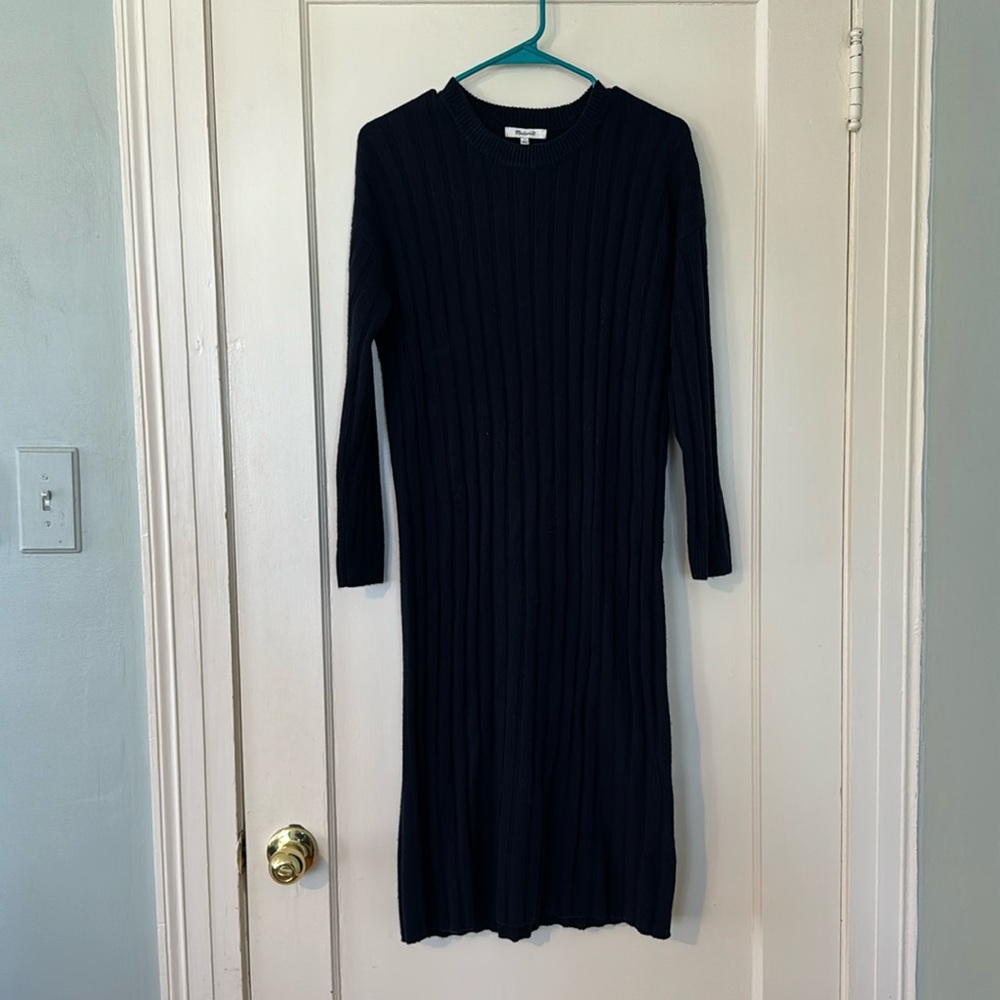 NWT Madewell Long-Sleeved Navy Dress. Size S